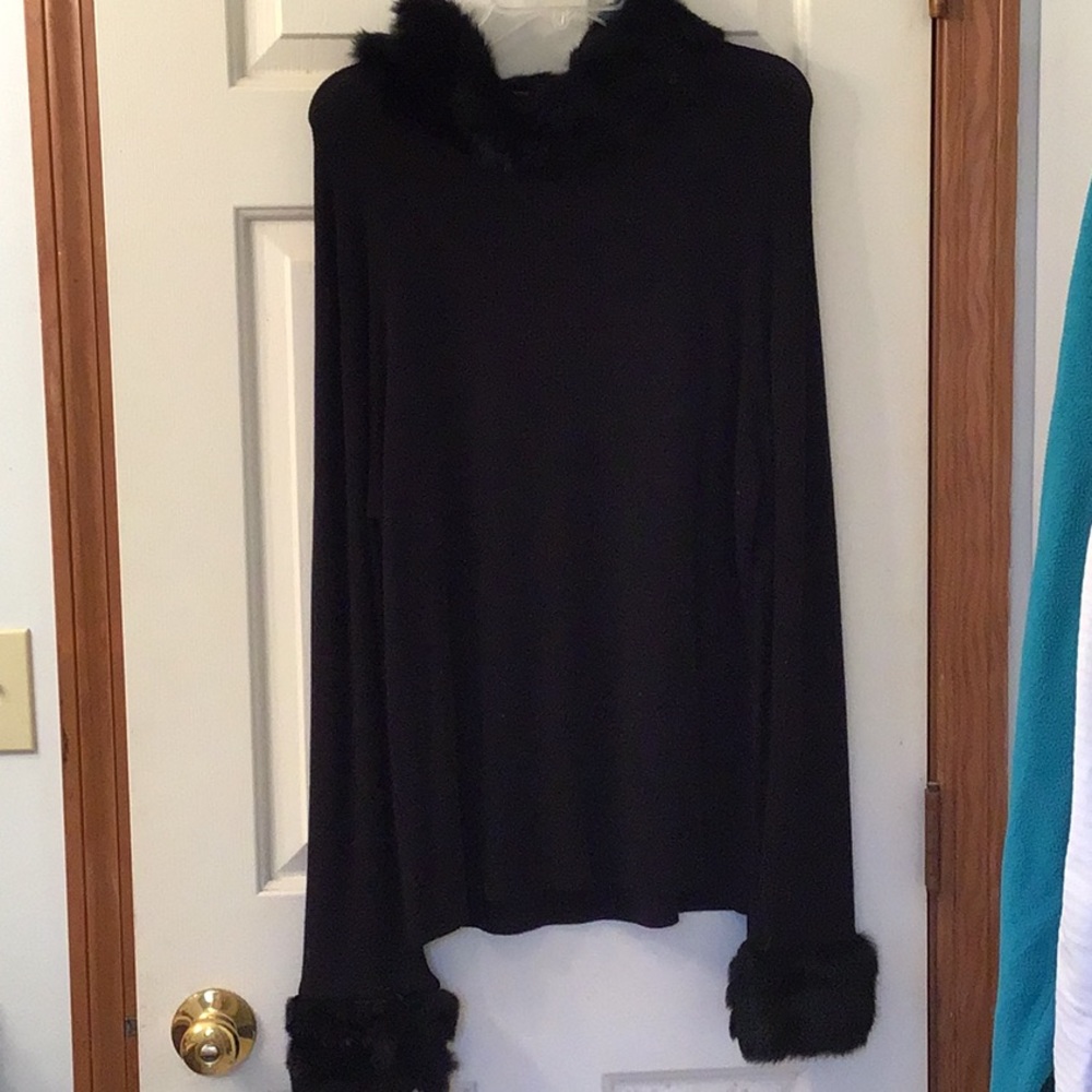 Fur trimmed sweater